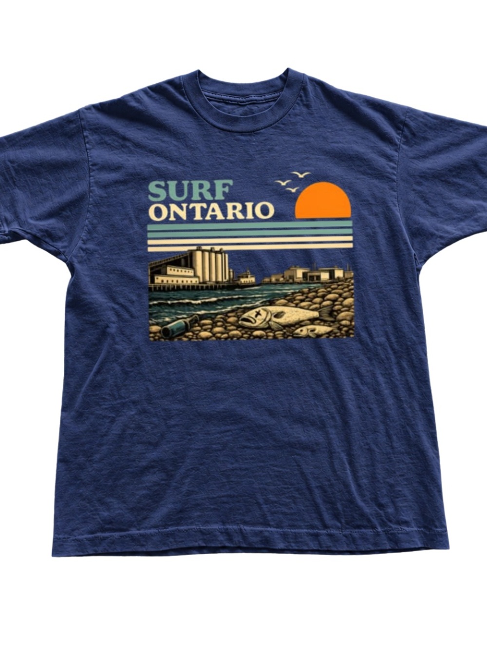 Navy Surf Ontario Graphic Tee with Orange Sun